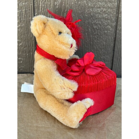 Dan Dee Plush Teddy Bear Red Bow & Heart-Shaped Gift Box Valentine's Day Decor - Picture 6 of 8